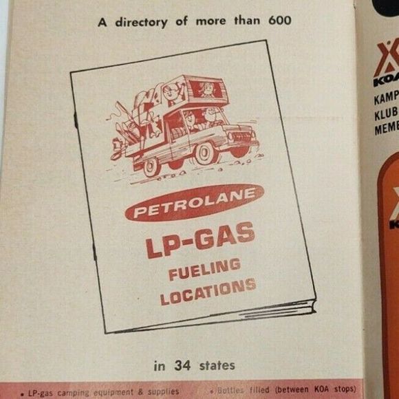 KOA Kampground Directory 1968 Ephemera Thermos Ad Petrolane LP-Gas Fueling Camp - Picture 1 of 7